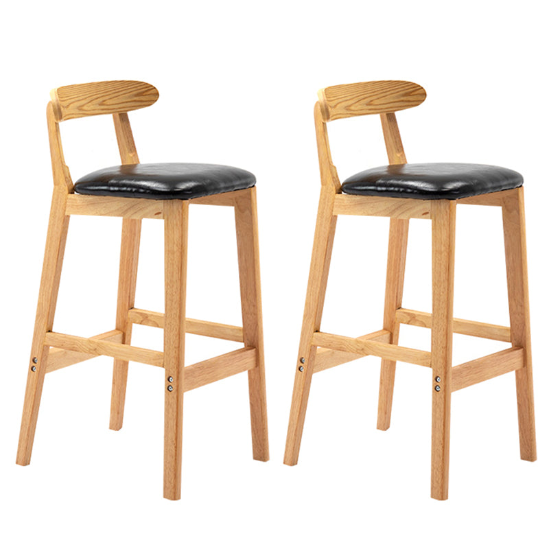 Modern Backrest Armless Counter Stool Wood Milk Tea Shop Bar Stool with Cushion Black 2 Piece Set Clearhalo 'Bar Furniture' 'Bar Stools' 'bar_stools' 'furn' 'furn_bar_stools' 'furniture_bar_stools' 'Kitchen & Dining Furniture' 'kitchen&dining_furn' 'kitchen' 'kitchen_furn' Furniture' 4184674