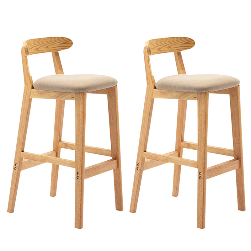 Modern Backrest Armless Counter Stool Wood Milk Tea Shop Bar Stool with Cushion Khaki 2 Piece Set Clearhalo 'Bar Furniture' 'Bar Stools' 'bar_stools' 'furn' 'furn_bar_stools' 'furniture_bar_stools' 'Kitchen & Dining Furniture' 'kitchen&dining_furn' 'kitchen' 'kitchen_furn' Furniture' 4184675