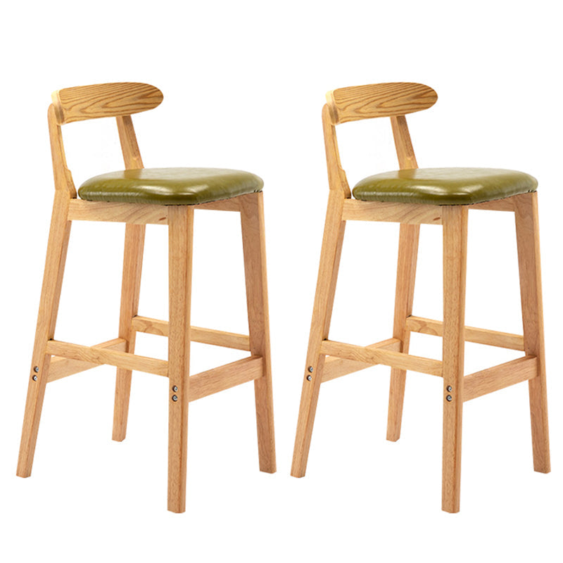 Modern Backrest Armless Counter Stool Wood Milk Tea Shop Bar Stool with Cushion Green 2 Piece Set Clearhalo 'Bar Furniture' 'Bar Stools' 'bar_stools' 'furn' 'furn_bar_stools' 'furniture_bar_stools' 'Kitchen & Dining Furniture' 'kitchen&dining_furn' 'kitchen' 'kitchen_furn' Furniture' 4184676