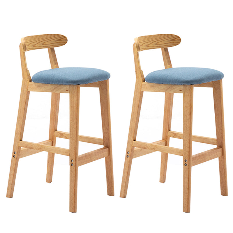 Modern Backrest Armless Counter Stool Wood Milk Tea Shop Bar Stool with Cushion Blue 2 Piece Set Clearhalo 'Bar Furniture' 'Bar Stools' 'bar_stools' 'furn' 'furn_bar_stools' 'furniture_bar_stools' 'Kitchen & Dining Furniture' 'kitchen&dining_furn' 'kitchen' 'kitchen_furn' Furniture' 4184678