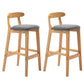 Modern Backrest Armless Counter Stool Wood Milk Tea Shop Bar Stool with Cushion Smoke Gray 2 Piece Set Clearhalo 'Bar Furniture' 'Bar Stools' 'bar_stools' 'furn' 'furn_bar_stools' 'furniture_bar_stools' 'Kitchen & Dining Furniture' 'kitchen&dining_furn' 'kitchen' 'kitchen_furn' Furniture' 4184680