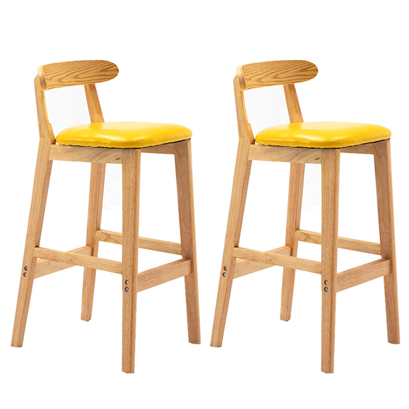Modern Backrest Armless Counter Stool Wood Milk Tea Shop Bar Stool with Cushion Yellow 2 Piece Set Clearhalo 'Bar Furniture' 'Bar Stools' 'bar_stools' 'furn' 'furn_bar_stools' 'furniture_bar_stools' 'Kitchen & Dining Furniture' 'kitchen&dining_furn' 'kitchen' 'kitchen_furn' Furniture' 4184684