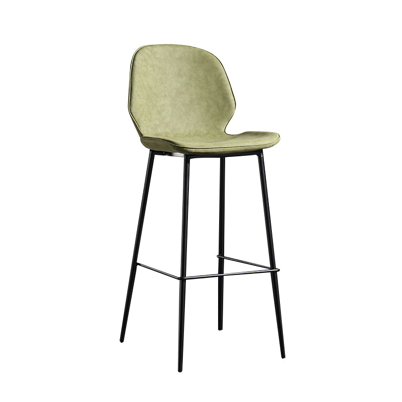 Modern Backrest Armless Counter Stool Iron Balcony Bar Stool with Leather Cushion Green 1 Piece Bar Stool(30"H) Clearhalo 'Bar Furniture' 'Bar Stools' 'bar_stools' 'furn' 'furn_bar_stools' 'furniture_bar_stools' 'Kitchen & Dining Furniture' 'kitchen&dining_furn' 'kitchen' 'kitchen_furn' Furniture' 4184710