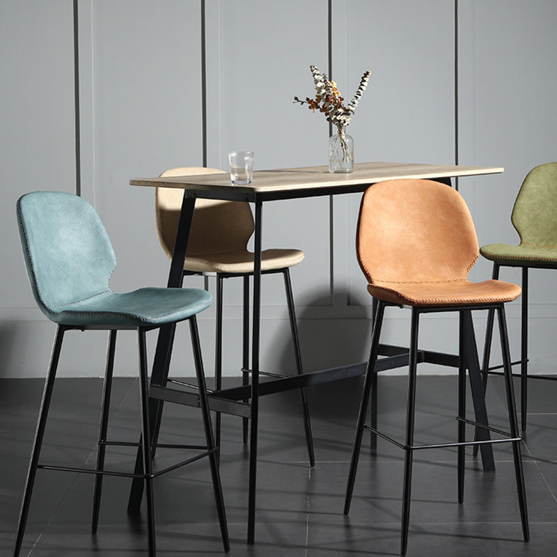 Modern Backrest Armless Counter Stool Iron Balcony Bar Stool with Leather Cushion Clearhalo 'Bar Furniture' 'Bar Stools' 'bar_stools' 'furn' 'furn_bar_stools' 'furniture_bar_stools' 'Kitchen & Dining Furniture' 'kitchen&dining_furn' 'kitchen' 'kitchen_furn' Furniture' 4184712
