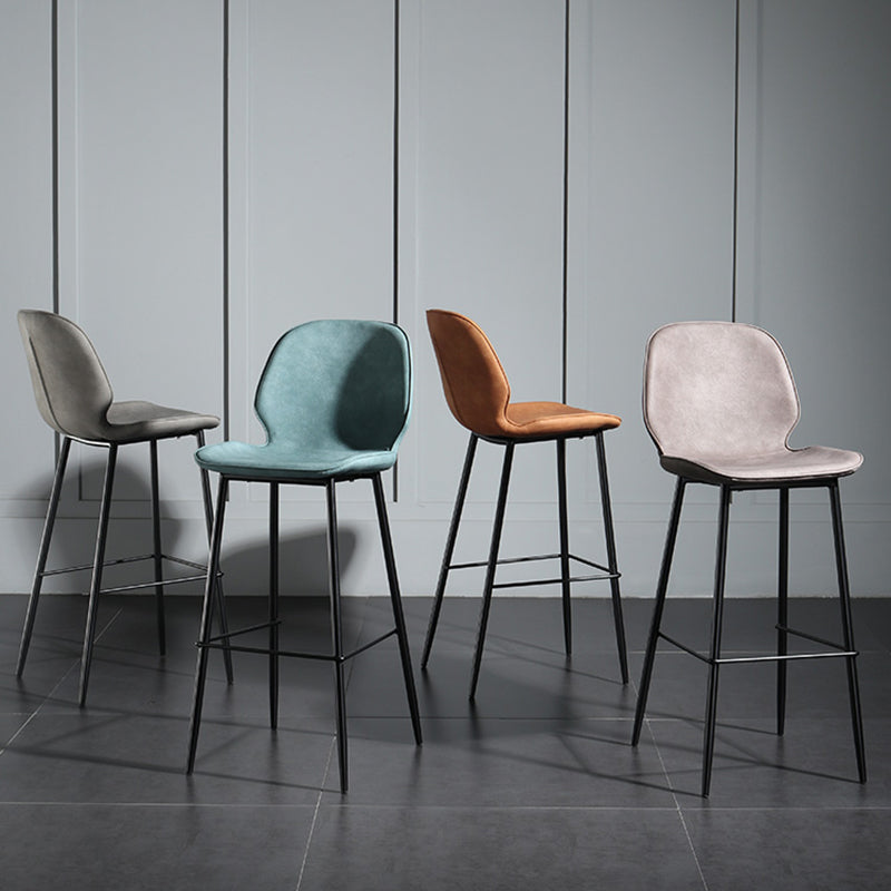 Modern Backrest Armless Counter Stool Iron Balcony Bar Stool with Leather Cushion Clearhalo 'Bar Furniture' 'Bar Stools' 'bar_stools' 'furn' 'furn_bar_stools' 'furniture_bar_stools' 'Kitchen & Dining Furniture' 'kitchen&dining_furn' 'kitchen' 'kitchen_furn' Furniture' 4184716