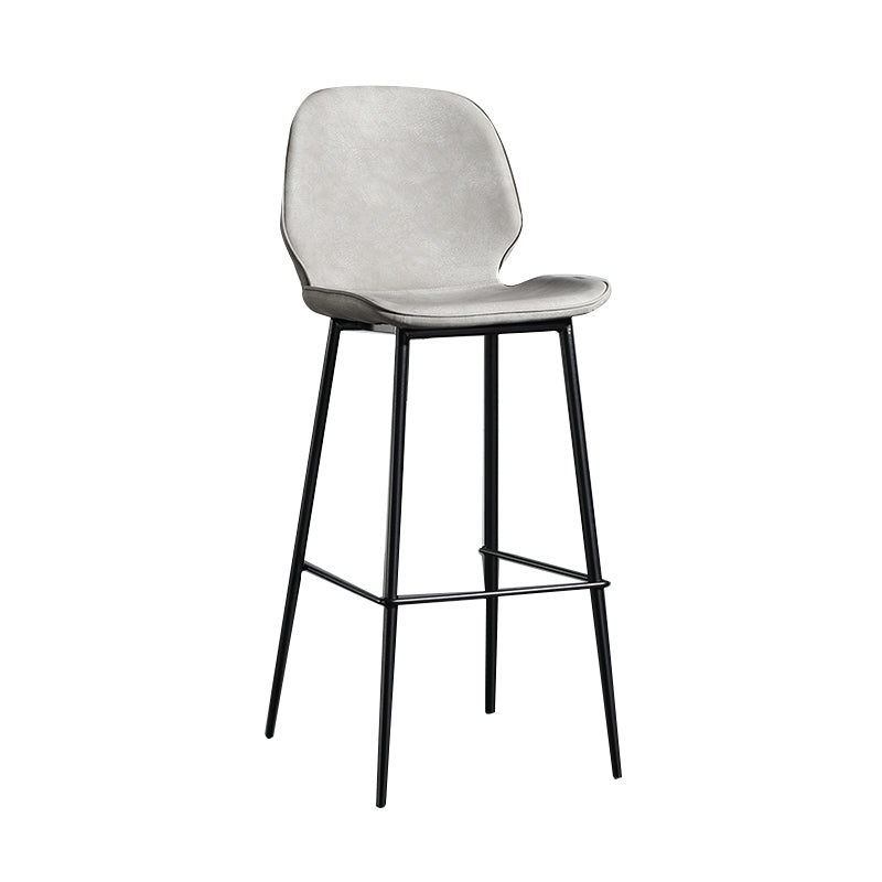 Modern Backrest Armless Counter Stool Iron Balcony Bar Stool with Leather Cushion Gray 1 Piece Clearhalo 'Bar Furniture' 'Bar Stools' 'bar_stools' 'furn' 'furn_bar_stools' 'furniture_bar_stools' 'Kitchen & Dining Furniture' 'kitchen&dining_furn' 'kitchen' 'kitchen_furn' Furniture' 4184717