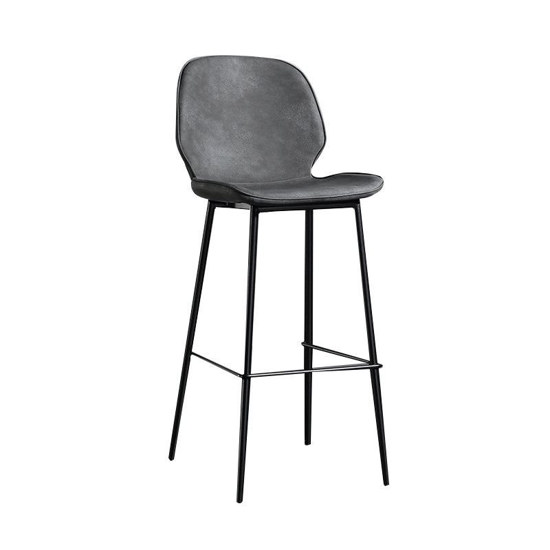 Modern Backrest Armless Counter Stool Iron Balcony Bar Stool with Leather Cushion Dark Gray 1 Piece Clearhalo 'Bar Furniture' 'Bar Stools' 'bar_stools' 'furn' 'furn_bar_stools' 'furniture_bar_stools' 'Kitchen & Dining Furniture' 'kitchen&dining_furn' 'kitchen' 'kitchen_furn' Furniture' 4184721
