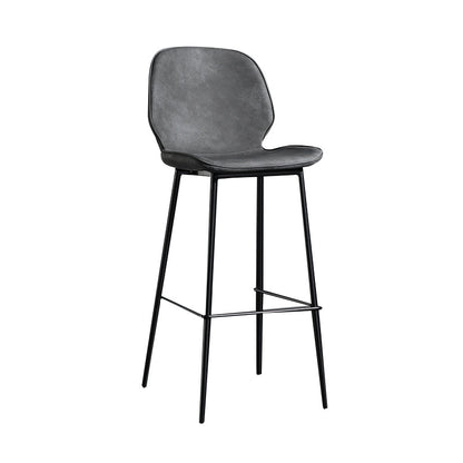 Modern Backrest Armless Counter Stool Iron Balcony Bar Stool with Leather Cushion Dark Gray 1 Piece Clearhalo 'Bar Furniture' 'Bar Stools' 'bar_stools' 'furn' 'furn_bar_stools' 'furniture_bar_stools' 'Kitchen & Dining Furniture' 'kitchen&dining_furn' 'kitchen' 'kitchen_furn' Furniture' 4184721