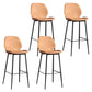Modern Backrest Armless Counter Stool Iron Balcony Bar Stool with Leather Cushion Orange 4 Piece Set Clearhalo 'Bar Furniture' 'Bar Stools' 'bar_stools' 'furn' 'furn_bar_stools' 'furniture_bar_stools' 'Kitchen & Dining Furniture' 'kitchen&dining_furn' 'kitchen' 'kitchen_furn' Furniture' 4184723