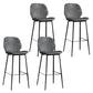 Modern Backrest Armless Counter Stool Iron Balcony Bar Stool with Leather Cushion Dark Gray 4 Piece Set Clearhalo 'Bar Furniture' 'Bar Stools' 'bar_stools' 'furn' 'furn_bar_stools' 'furniture_bar_stools' 'Kitchen & Dining Furniture' 'kitchen&dining_furn' 'kitchen' 'kitchen_furn' Furniture' 4184726