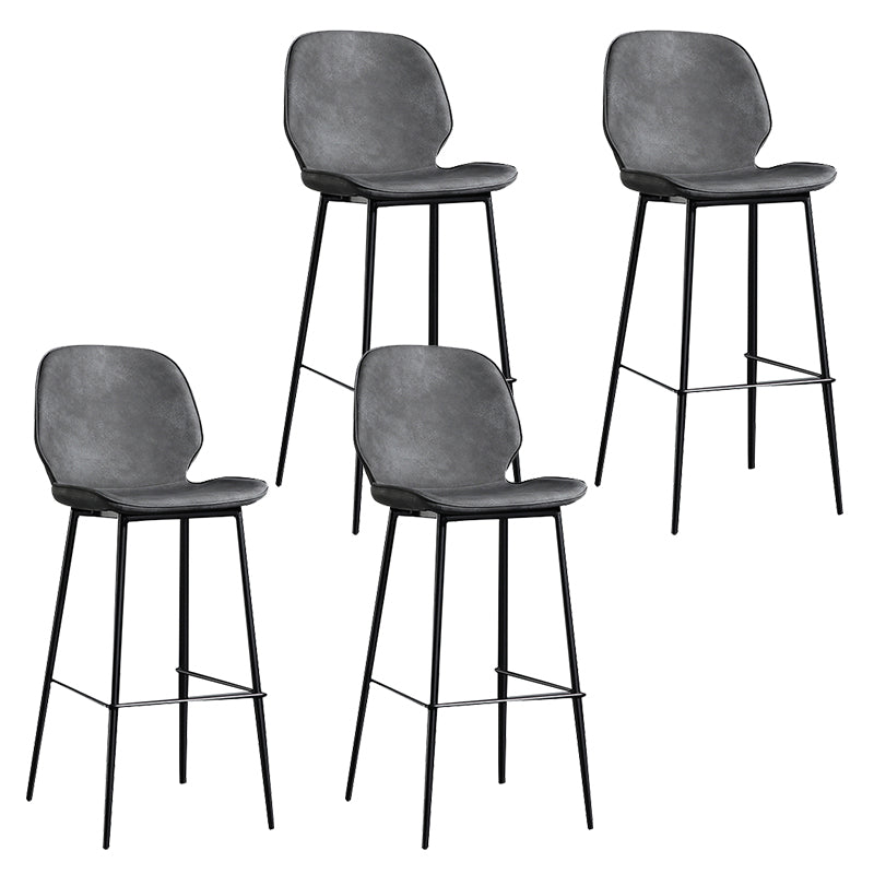 Modern Backrest Armless Counter Stool Iron Balcony Bar Stool with Leather Cushion Dark Gray 4 Piece Set Clearhalo 'Bar Furniture' 'Bar Stools' 'bar_stools' 'furn' 'furn_bar_stools' 'furniture_bar_stools' 'Kitchen & Dining Furniture' 'kitchen&dining_furn' 'kitchen' 'kitchen_furn' Furniture' 4184726
