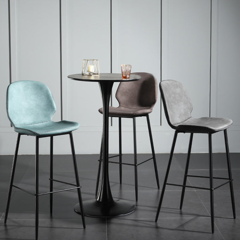 Modern Backrest Armless Counter Stool Iron Balcony Bar Stool with Leather Cushion Clearhalo 'Bar Furniture' 'Bar Stools' 'bar_stools' 'furn' 'furn_bar_stools' 'furniture_bar_stools' 'Kitchen & Dining Furniture' 'kitchen&dining_furn' 'kitchen' 'kitchen_furn' Furniture' 4184727