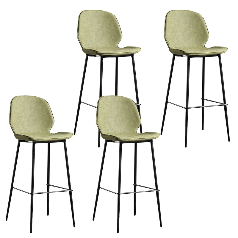 Modern Backrest Armless Counter Stool Iron Balcony Bar Stool with Leather Cushion Green 4 Piece Set Bar Stool(30"H) Clearhalo 'Bar Furniture' 'Bar Stools' 'bar_stools' 'furn' 'furn_bar_stools' 'furniture_bar_stools' 'Kitchen & Dining Furniture' 'kitchen&dining_furn' 'kitchen' 'kitchen_furn' Furniture' 4184728
