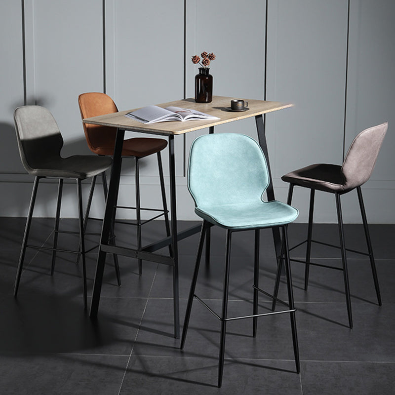 Modern Backrest Armless Counter Stool Iron Balcony Bar Stool with Leather Cushion Clearhalo 'Bar Furniture' 'Bar Stools' 'bar_stools' 'furn' 'furn_bar_stools' 'furniture_bar_stools' 'Kitchen & Dining Furniture' 'kitchen&dining_furn' 'kitchen' 'kitchen_furn' Furniture' 4184729
