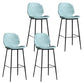 Modern Backrest Armless Counter Stool Iron Balcony Bar Stool with Leather Cushion Blue 4 Piece Set Clearhalo 'Bar Furniture' 'Bar Stools' 'bar_stools' 'furn' 'furn_bar_stools' 'furniture_bar_stools' 'Kitchen & Dining Furniture' 'kitchen&dining_furn' 'kitchen' 'kitchen_furn' Furniture' 4184731