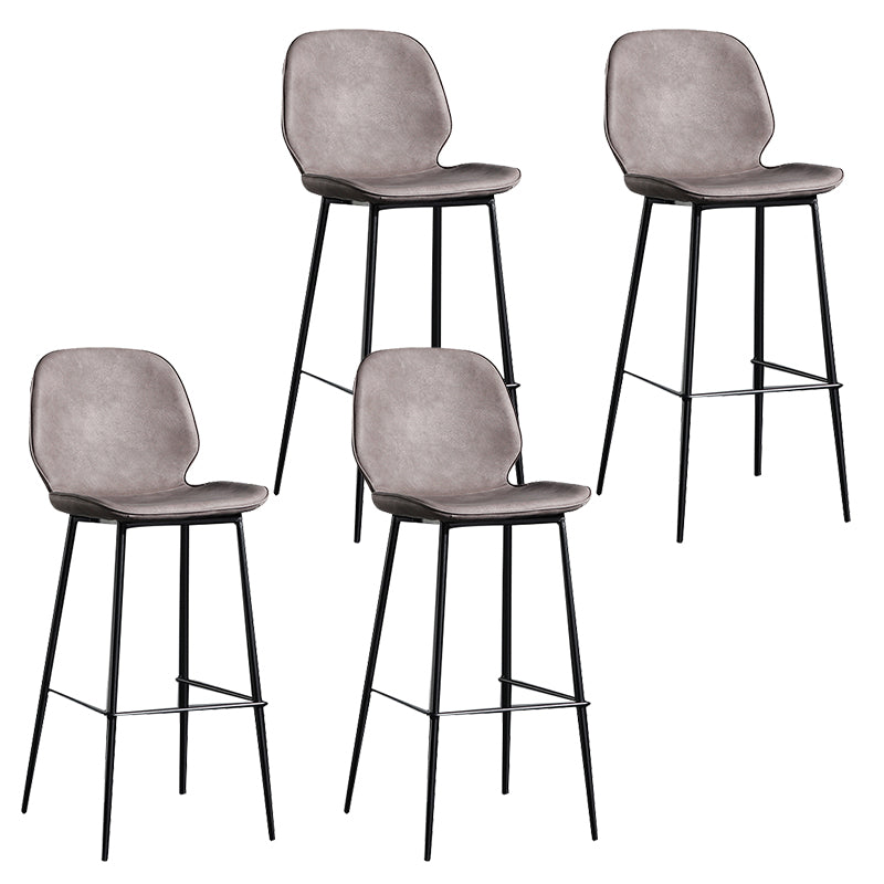 Modern Backrest Armless Counter Stool Iron Balcony Bar Stool with Leather Cushion Black 4 Piece Set Clearhalo 'Bar Furniture' 'Bar Stools' 'bar_stools' 'furn' 'furn_bar_stools' 'furniture_bar_stools' 'Kitchen & Dining Furniture' 'kitchen&dining_furn' 'kitchen' 'kitchen_furn' Furniture' 4184732