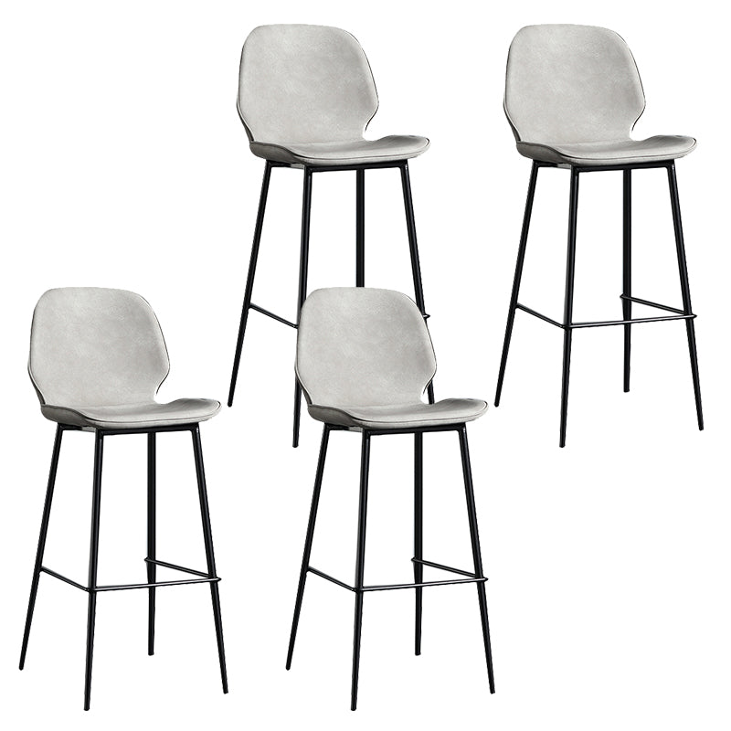 Modern Backrest Armless Counter Stool Iron Balcony Bar Stool with Leather Cushion Gray 4 Piece Set Clearhalo 'Bar Furniture' 'Bar Stools' 'bar_stools' 'furn' 'furn_bar_stools' 'furniture_bar_stools' 'Kitchen & Dining Furniture' 'kitchen&dining_furn' 'kitchen' 'kitchen_furn' Furniture' 4184733