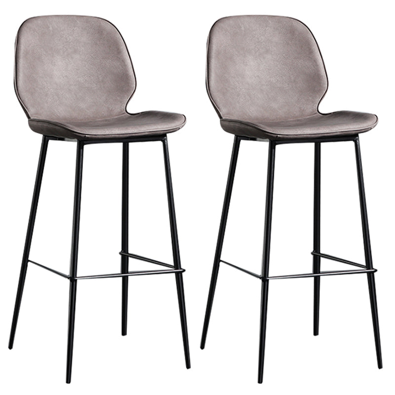 Modern Backrest Armless Counter Stool Iron Balcony Bar Stool with Leather Cushion Black 2 Piece Set Clearhalo 'Bar Furniture' 'Bar Stools' 'bar_stools' 'furn' 'furn_bar_stools' 'furniture_bar_stools' 'Kitchen & Dining Furniture' 'kitchen&dining_furn' 'kitchen' 'kitchen_furn' Furniture' 4184735