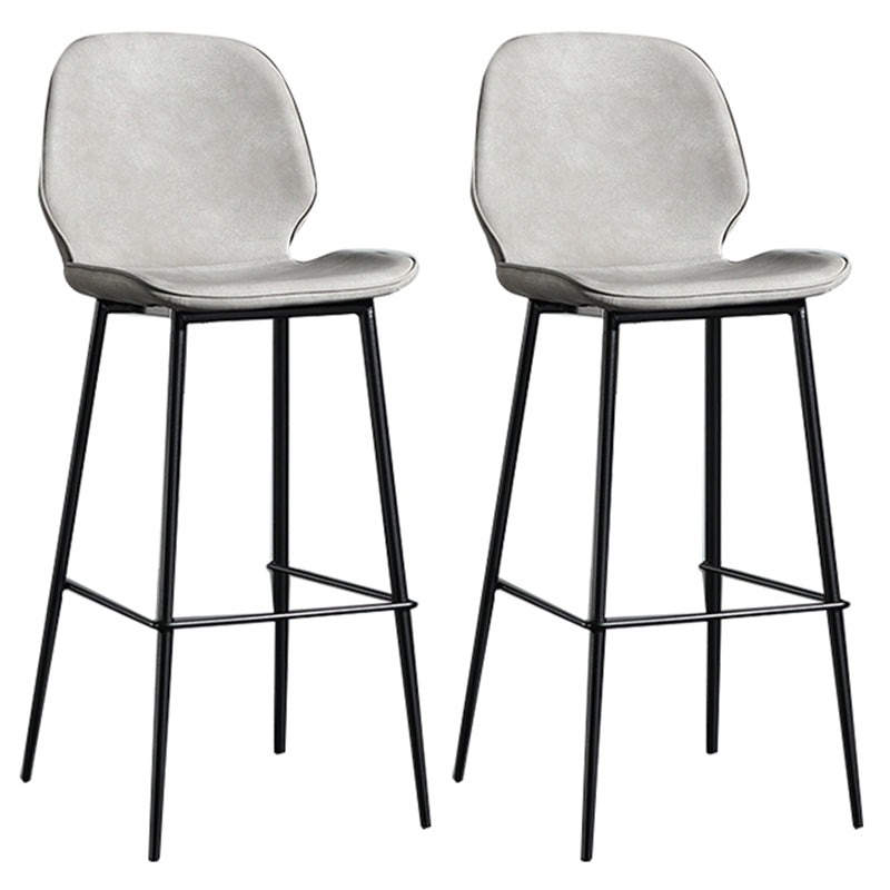 Modern Backrest Armless Counter Stool Iron Balcony Bar Stool with Leather Cushion Gray 2 Piece Set Clearhalo 'Bar Furniture' 'Bar Stools' 'bar_stools' 'furn' 'furn_bar_stools' 'furniture_bar_stools' 'Kitchen & Dining Furniture' 'kitchen&dining_furn' 'kitchen' 'kitchen_furn' Furniture' 4184736