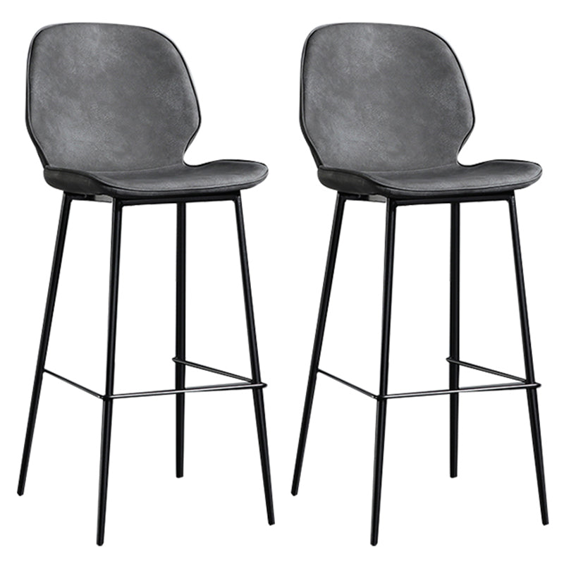 Modern Backrest Armless Counter Stool Iron Balcony Bar Stool with Leather Cushion Dark Gray 2 Piece Set Clearhalo 'Bar Furniture' 'Bar Stools' 'bar_stools' 'furn' 'furn_bar_stools' 'furniture_bar_stools' 'Kitchen & Dining Furniture' 'kitchen&dining_furn' 'kitchen' 'kitchen_furn' Furniture' 4184738