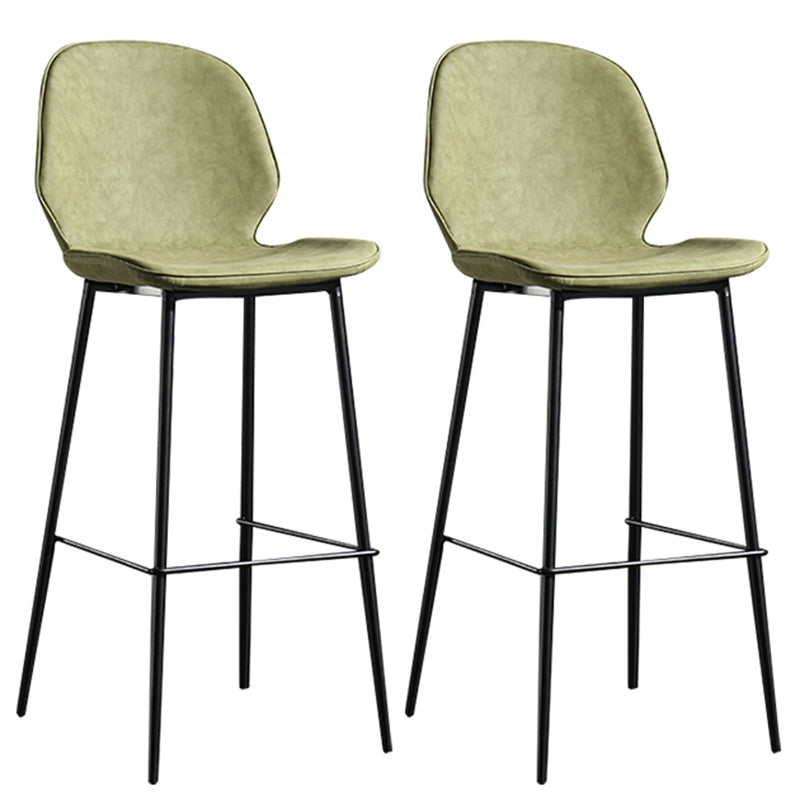 Modern Backrest Armless Counter Stool Iron Balcony Bar Stool with Leather Cushion Green 2 Piece Set Bar Stool(30"H) Clearhalo 'Bar Furniture' 'Bar Stools' 'bar_stools' 'furn' 'furn_bar_stools' 'furniture_bar_stools' 'Kitchen & Dining Furniture' 'kitchen&dining_furn' 'kitchen' 'kitchen_furn' Furniture' 4184739