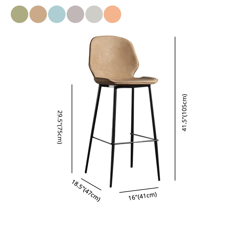 Modern Backrest Armless Counter Stool Iron Balcony Bar Stool with Leather Cushion Clearhalo 'Bar Furniture' 'Bar Stools' 'bar_stools' 'furn' 'furn_bar_stools' 'furniture_bar_stools' 'Kitchen & Dining Furniture' 'kitchen&dining_furn' 'kitchen' 'kitchen_furn' Furniture' 4184742