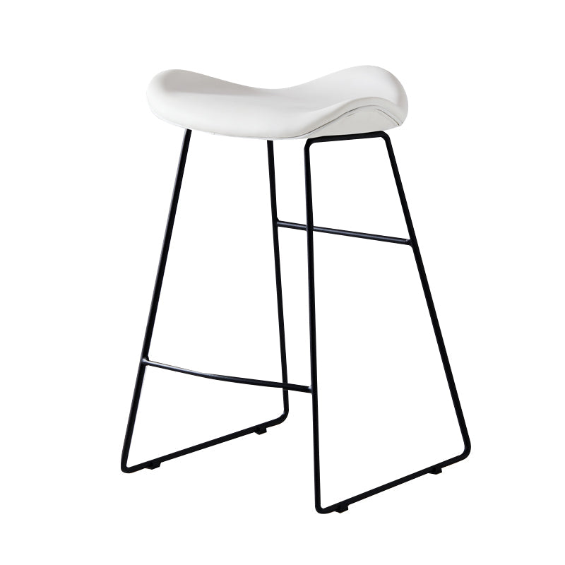 Leather Counter Stool Modern Backless Footrest Saddle Seat Bar Stool for Bar Off-White 1 Piece Counter Stool(26"H) Clearhalo 'Bar Furniture' 'Bar Stools' 'bar_stools' 'furn' 'furn_bar_stools' 'furniture_bar_stools' 'Kitchen & Dining Furniture' 'kitchen&dining_furn' 'kitchen' 'kitchen_furn' Furniture' 4184744