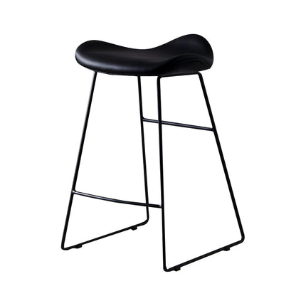 Leather Counter Stool Modern Backless Footrest Saddle Seat Bar Stool for Bar Black 1 Piece Counter Stool(26"H) Clearhalo 'Bar Furniture' 'Bar Stools' 'bar_stools' 'furn' 'furn_bar_stools' 'furniture_bar_stools' 'Kitchen & Dining Furniture' 'kitchen&dining_furn' 'kitchen' 'kitchen_furn' Furniture' 4184746