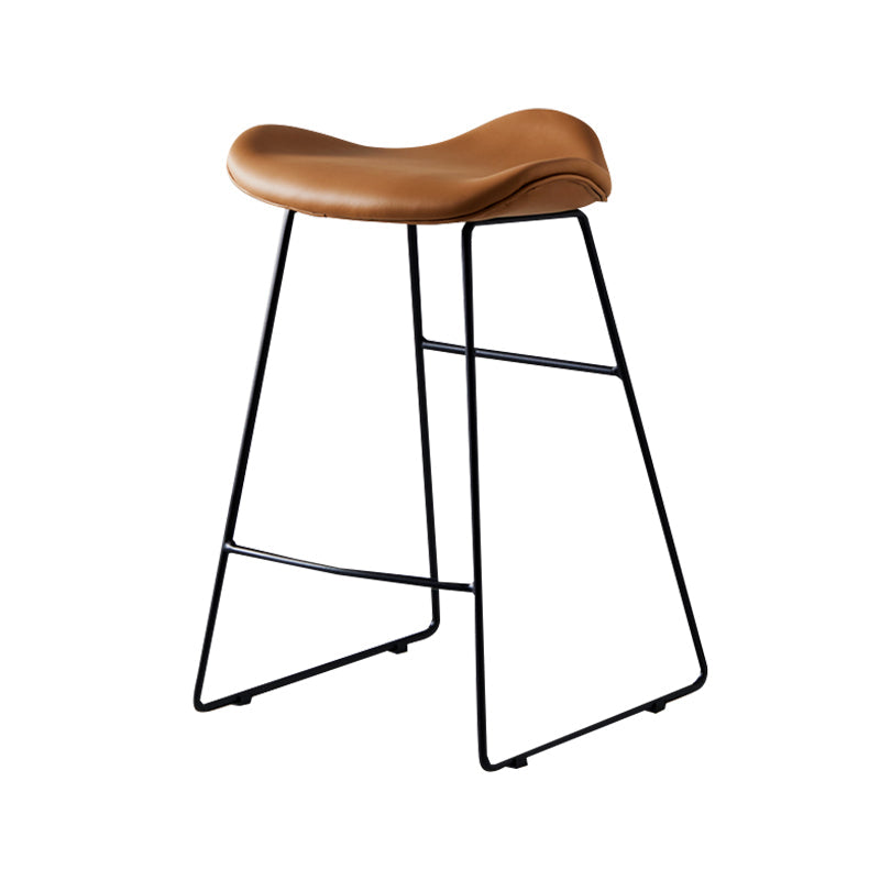 Leather Counter Stool Modern Backless Footrest Saddle Seat Bar Stool for Bar Light Brown 1 Piece Counter Stool(26"H) Clearhalo 'Bar Furniture' 'Bar Stools' 'bar_stools' 'furn' 'furn_bar_stools' 'furniture_bar_stools' 'Kitchen & Dining Furniture' 'kitchen&dining_furn' 'kitchen' 'kitchen_furn' Furniture' 4184748