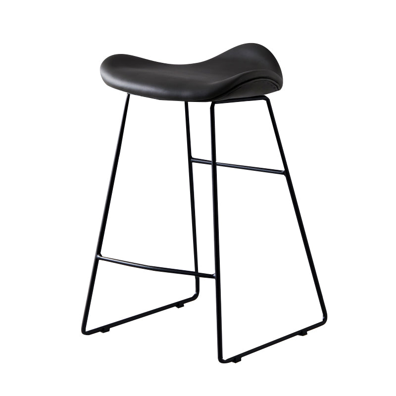 Leather Counter Stool Modern Backless Footrest Saddle Seat Bar Stool for Bar Grey 1 Piece Counter Stool(26"H) Clearhalo 'Bar Furniture' 'Bar Stools' 'bar_stools' 'furn' 'furn_bar_stools' 'furniture_bar_stools' 'Kitchen & Dining Furniture' 'kitchen&dining_furn' 'kitchen' 'kitchen_furn' Furniture' 4184751