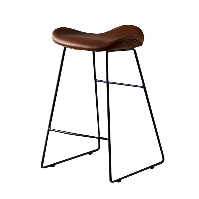Leather Counter Stool Modern Backless Footrest Saddle Seat Bar Stool for Bar Brown 1 Piece Counter Stool(26"H) Clearhalo 'Bar Furniture' 'Bar Stools' 'bar_stools' 'furn' 'furn_bar_stools' 'furniture_bar_stools' 'Kitchen & Dining Furniture' 'kitchen&dining_furn' 'kitchen' 'kitchen_furn' Furniture' 4184754