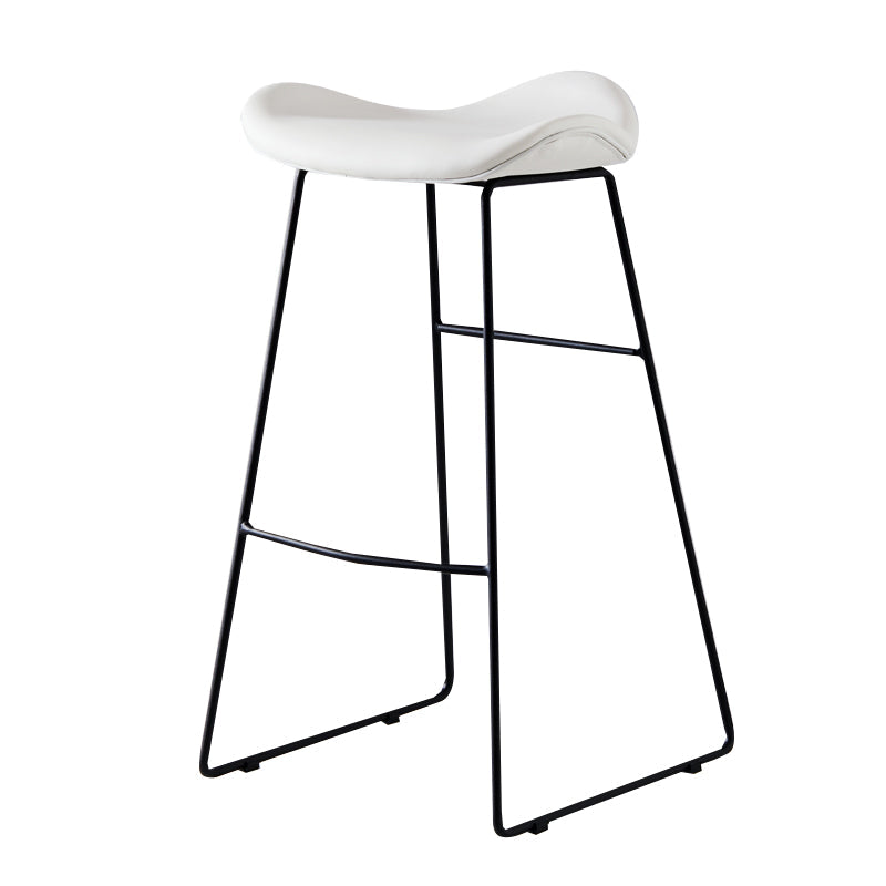 Leather Counter Stool Modern Backless Footrest Saddle Seat Bar Stool for Bar Off-White 1 Piece Bar Stool(30"H) Clearhalo 'Bar Furniture' 'Bar Stools' 'bar_stools' 'furn' 'furn_bar_stools' 'furniture_bar_stools' 'Kitchen & Dining Furniture' 'kitchen&dining_furn' 'kitchen' 'kitchen_furn' Furniture' 4184756