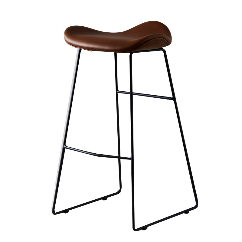 Leather Counter Stool Modern Backless Footrest Saddle Seat Bar Stool for Bar Brown 1 Piece Bar Stool(30"H) Clearhalo 'Bar Furniture' 'Bar Stools' 'bar_stools' 'furn' 'furn_bar_stools' 'furniture_bar_stools' 'Kitchen & Dining Furniture' 'kitchen&dining_furn' 'kitchen' 'kitchen_furn' Furniture' 4184760