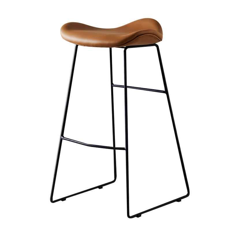 Leather Counter Stool Modern Backless Footrest Saddle Seat Bar Stool for Bar Light Brown 1 Piece Bar Stool(30"H) Clearhalo 'Bar Furniture' 'Bar Stools' 'bar_stools' 'furn' 'furn_bar_stools' 'furniture_bar_stools' 'Kitchen & Dining Furniture' 'kitchen&dining_furn' 'kitchen' 'kitchen_furn' Furniture' 4184762