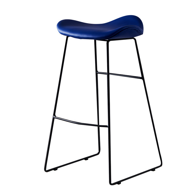 Leather Counter Stool Modern Backless Footrest Saddle Seat Bar Stool for Bar Blue 1 Piece Bar Stool(30"H) Clearhalo 'Bar Furniture' 'Bar Stools' 'bar_stools' 'furn' 'furn_bar_stools' 'furniture_bar_stools' 'Kitchen & Dining Furniture' 'kitchen&dining_furn' 'kitchen' 'kitchen_furn' Furniture' 4184763