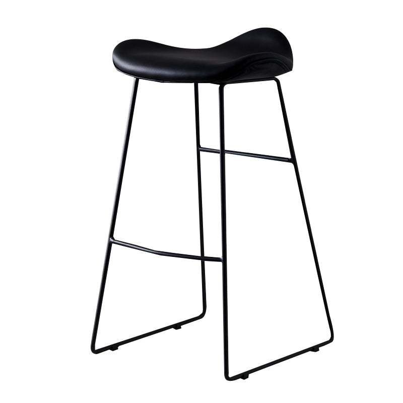 Leather Counter Stool Modern Backless Footrest Saddle Seat Bar Stool for Bar Black 1 Piece Bar Stool(30"H) Clearhalo 'Bar Furniture' 'Bar Stools' 'bar_stools' 'furn' 'furn_bar_stools' 'furniture_bar_stools' 'Kitchen & Dining Furniture' 'kitchen&dining_furn' 'kitchen' 'kitchen_furn' Furniture' 4184766