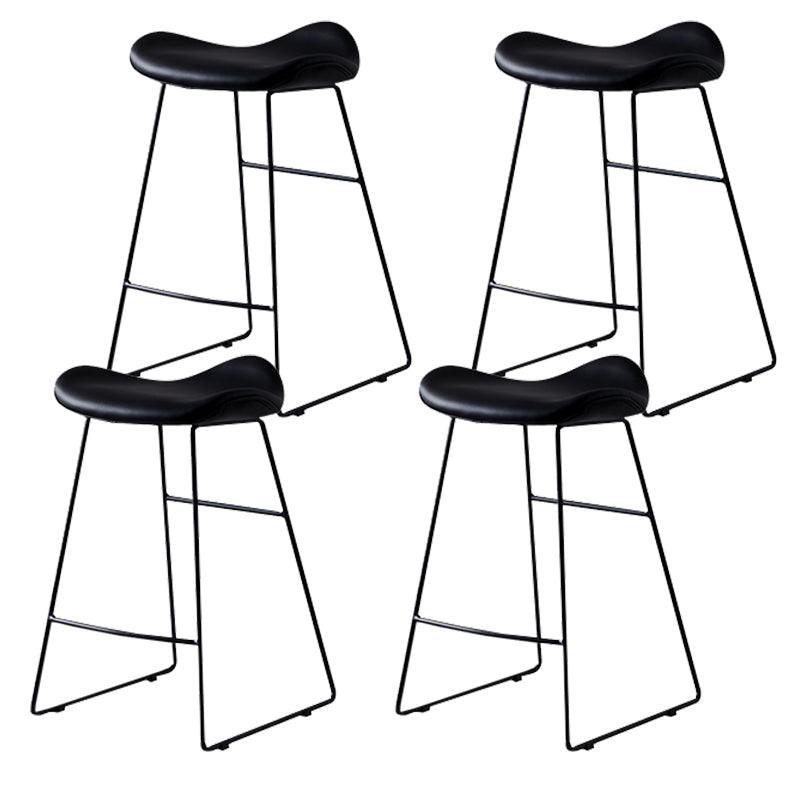 Leather Counter Stool Modern Backless Footrest Saddle Seat Bar Stool for Bar Black 4 Piece Set Counter Stool(26"H) Clearhalo 'Bar Furniture' 'Bar Stools' 'bar_stools' 'furn' 'furn_bar_stools' 'furniture_bar_stools' 'Kitchen & Dining Furniture' 'kitchen&dining_furn' 'kitchen' 'kitchen_furn' Furniture' 4184771