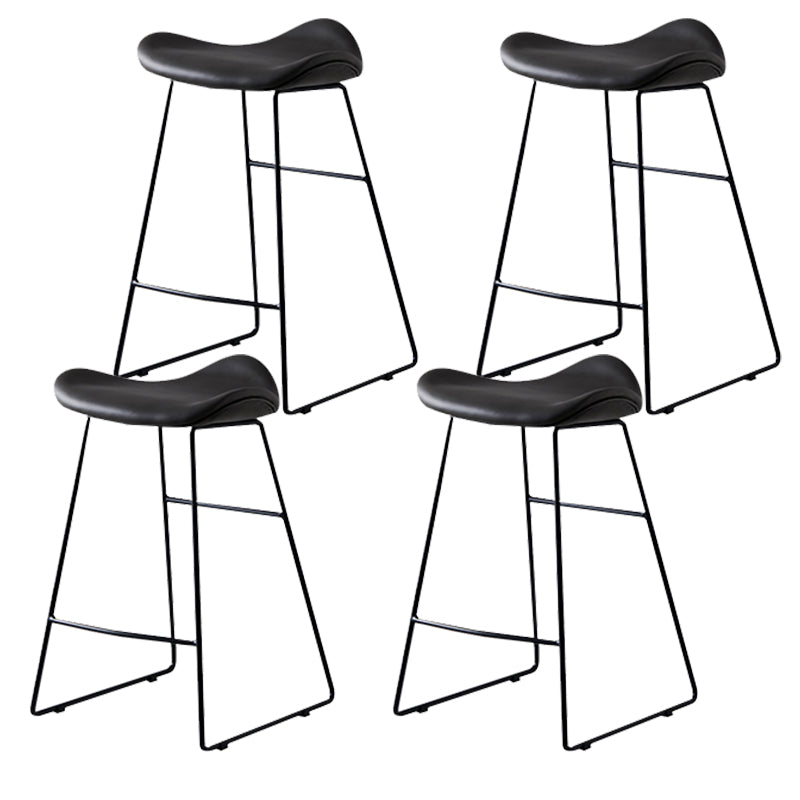 Leather Counter Stool Modern Backless Footrest Saddle Seat Bar Stool for Bar Grey 4 Piece Set Bar Stool(30"H) Clearhalo 'Bar Furniture' 'Bar Stools' 'bar_stools' 'furn' 'furn_bar_stools' 'furniture_bar_stools' 'Kitchen & Dining Furniture' 'kitchen&dining_furn' 'kitchen' 'kitchen_furn' Furniture' 4184774