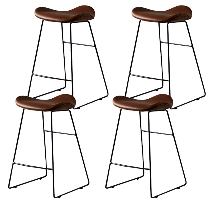 Leather Counter Stool Modern Backless Footrest Saddle Seat Bar Stool for Bar Brown 4 Piece Set Bar Stool(30"H) Clearhalo 'Bar Furniture' 'Bar Stools' 'bar_stools' 'furn' 'furn_bar_stools' 'furniture_bar_stools' 'Kitchen & Dining Furniture' 'kitchen&dining_furn' 'kitchen' 'kitchen_furn' Furniture' 4184775