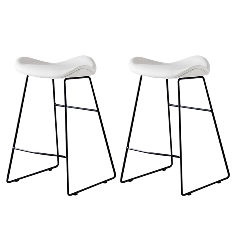 Leather Counter Stool Modern Backless Footrest Saddle Seat Bar Stool for Bar Off-White 2 Piece Set Counter Stool(26"H) Clearhalo 'Bar Furniture' 'Bar Stools' 'bar_stools' 'furn' 'furn_bar_stools' 'furniture_bar_stools' 'Kitchen & Dining Furniture' 'kitchen&dining_furn' 'kitchen' 'kitchen_furn' Furniture' 4184779