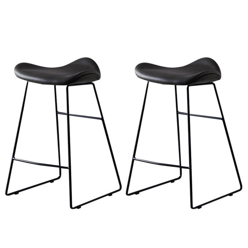 Leather Counter Stool Modern Backless Footrest Saddle Seat Bar Stool for Bar Grey 2 Piece Set Counter Stool(26"H) Clearhalo 'Bar Furniture' 'Bar Stools' 'bar_stools' 'furn' 'furn_bar_stools' 'furniture_bar_stools' 'Kitchen & Dining Furniture' 'kitchen&dining_furn' 'kitchen' 'kitchen_furn' Furniture' 4184783