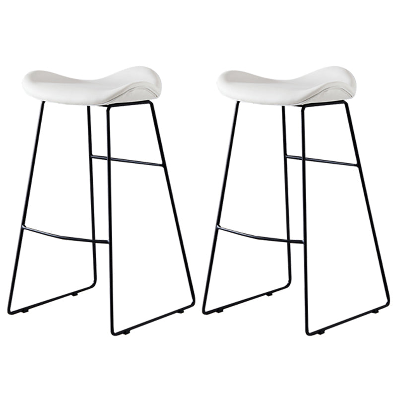 Leather Counter Stool Modern Backless Footrest Saddle Seat Bar Stool for Bar Off-White 2 Piece Set Bar Stool(30"H) Clearhalo 'Bar Furniture' 'Bar Stools' 'bar_stools' 'furn' 'furn_bar_stools' 'furniture_bar_stools' 'Kitchen & Dining Furniture' 'kitchen&dining_furn' 'kitchen' 'kitchen_furn' Furniture' 4184785