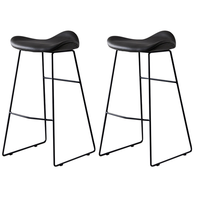 Leather Counter Stool Modern Backless Footrest Saddle Seat Bar Stool for Bar Grey 2 Piece Set Bar Stool(30"H) Clearhalo 'Bar Furniture' 'Bar Stools' 'bar_stools' 'furn' 'furn_bar_stools' 'furniture_bar_stools' 'Kitchen & Dining Furniture' 'kitchen&dining_furn' 'kitchen' 'kitchen_furn' Furniture' 4184786