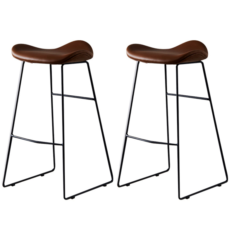 Leather Counter Stool Modern Backless Footrest Saddle Seat Bar Stool for Bar Brown 2 Piece Set Bar Stool(30"H) Clearhalo 'Bar Furniture' 'Bar Stools' 'bar_stools' 'furn' 'furn_bar_stools' 'furniture_bar_stools' 'Kitchen & Dining Furniture' 'kitchen&dining_furn' 'kitchen' 'kitchen_furn' Furniture' 4184787