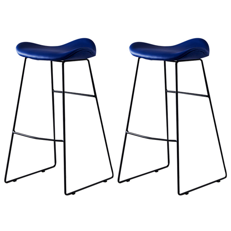 Leather Counter Stool Modern Backless Footrest Saddle Seat Bar Stool for Bar Blue 2 Piece Set Bar Stool(30"H) Clearhalo 'Bar Furniture' 'Bar Stools' 'bar_stools' 'furn' 'furn_bar_stools' 'furniture_bar_stools' 'Kitchen & Dining Furniture' 'kitchen&dining_furn' 'kitchen' 'kitchen_furn' Furniture' 4184789