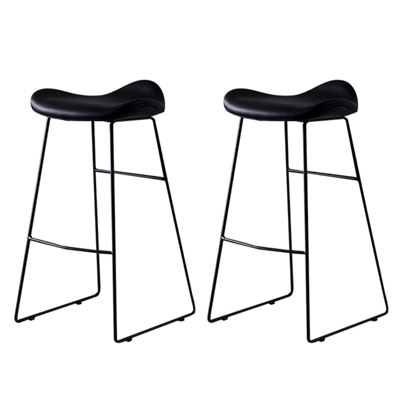 Leather Counter Stool Modern Backless Footrest Saddle Seat Bar Stool for Bar Black 2 Piece Set Bar Stool(30"H) Clearhalo 'Bar Furniture' 'Bar Stools' 'bar_stools' 'furn' 'furn_bar_stools' 'furniture_bar_stools' 'Kitchen & Dining Furniture' 'kitchen&dining_furn' 'kitchen' 'kitchen_furn' Furniture' 4184790