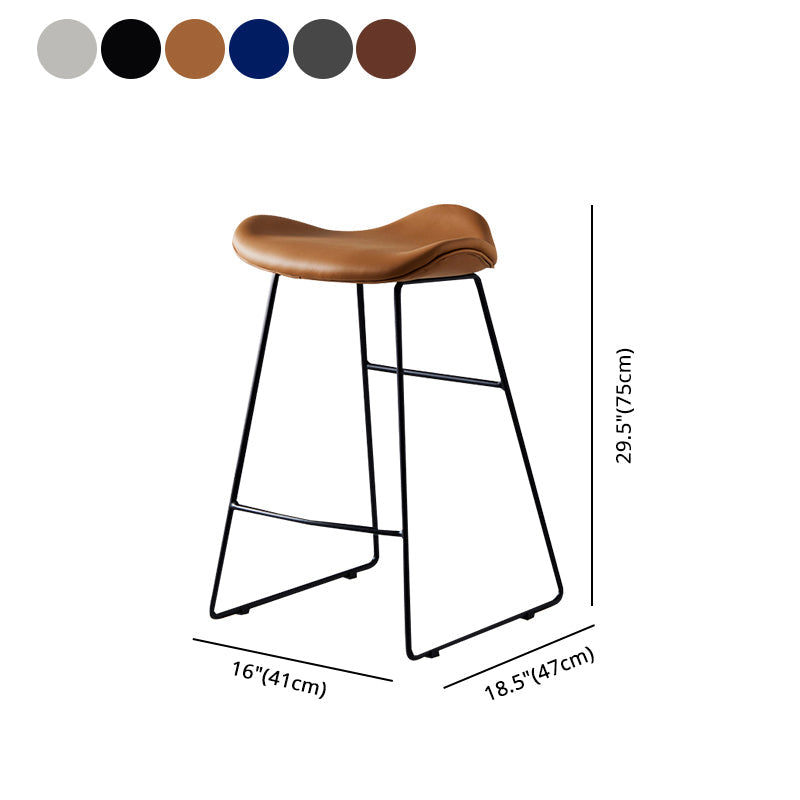 Leather Counter Stool Modern Backless Footrest Saddle Seat Bar Stool for Bar Clearhalo 'Bar Furniture' 'Bar Stools' 'bar_stools' 'furn' 'furn_bar_stools' 'furniture_bar_stools' 'Kitchen & Dining Furniture' 'kitchen&dining_furn' 'kitchen' 'kitchen_furn' Furniture' 4184792