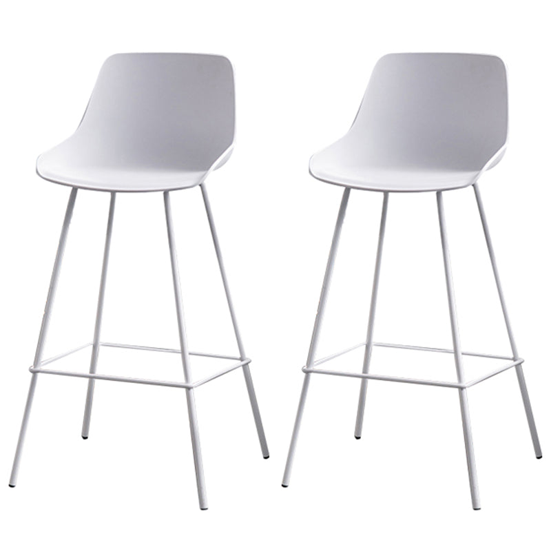 Contemporary Macaroon Counter Stools Armless Plastic Indoor Bar Stool with Iron Base White 2 Piece Set Clearhalo 'Bar Furniture' 'Bar Stools' 'bar_stools' 'furn' 'furn_bar_stools' 'furniture_bar_stools' 'Kitchen & Dining Furniture' 'kitchen&dining_furn' 'kitchen' 'kitchen_furn' Furniture' 4184802