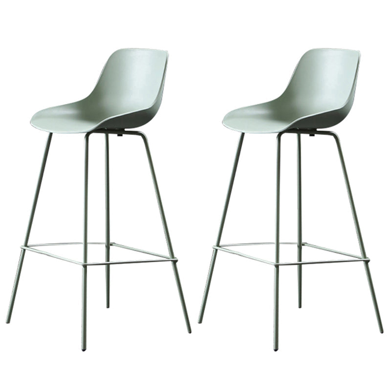 Contemporary Macaroon Counter Stools Armless Plastic Indoor Bar Stool with Iron Base Light Green 2 Piece Set Clearhalo 'Bar Furniture' 'Bar Stools' 'bar_stools' 'furn' 'furn_bar_stools' 'furniture_bar_stools' 'Kitchen & Dining Furniture' 'kitchen&dining_furn' 'kitchen' 'kitchen_furn' Furniture' 4184807