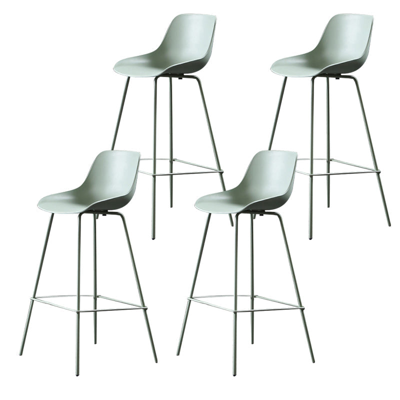 Contemporary Macaroon Counter Stools Armless Plastic Indoor Bar Stool with Iron Base Light Green 4 Piece Set Clearhalo 'Bar Furniture' 'Bar Stools' 'bar_stools' 'furn' 'furn_bar_stools' 'furniture_bar_stools' 'Kitchen & Dining Furniture' 'kitchen&dining_furn' 'kitchen' 'kitchen_furn' Furniture' 4184810